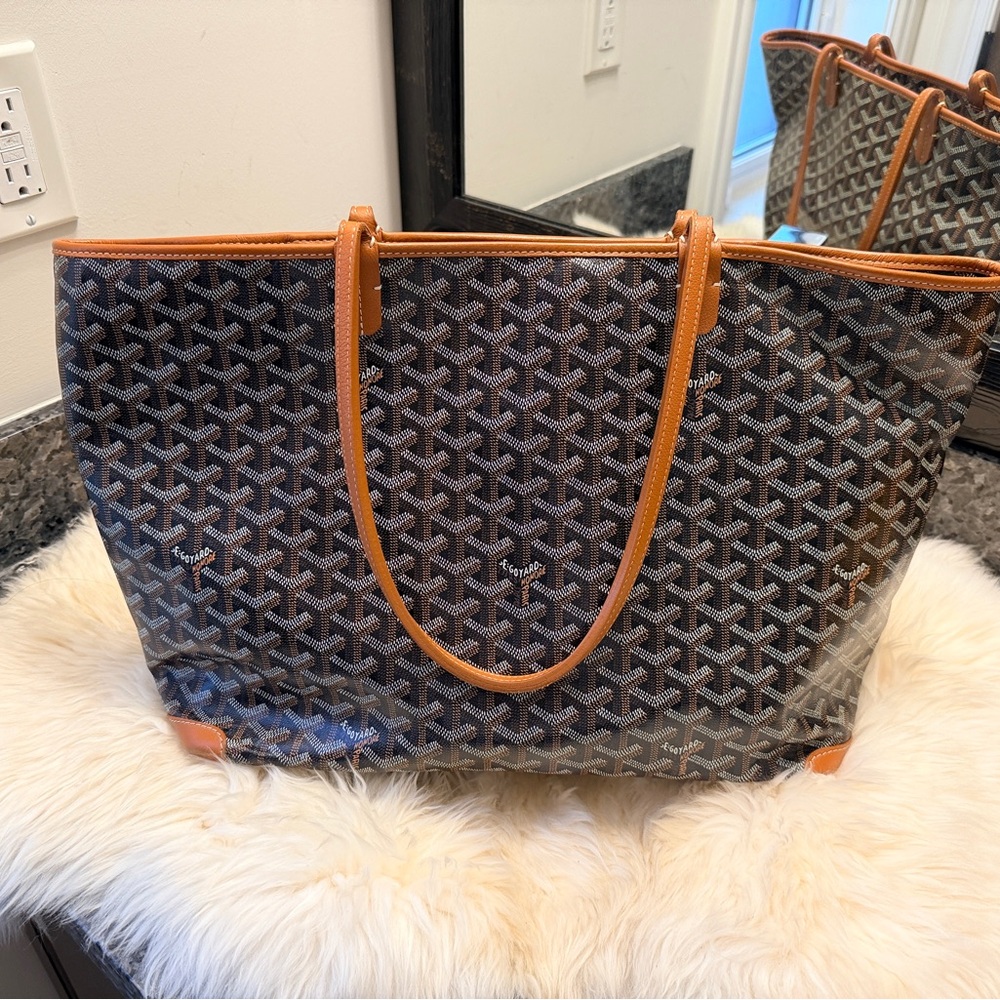 Goyard Artois MM zipper tote classic gold black tan